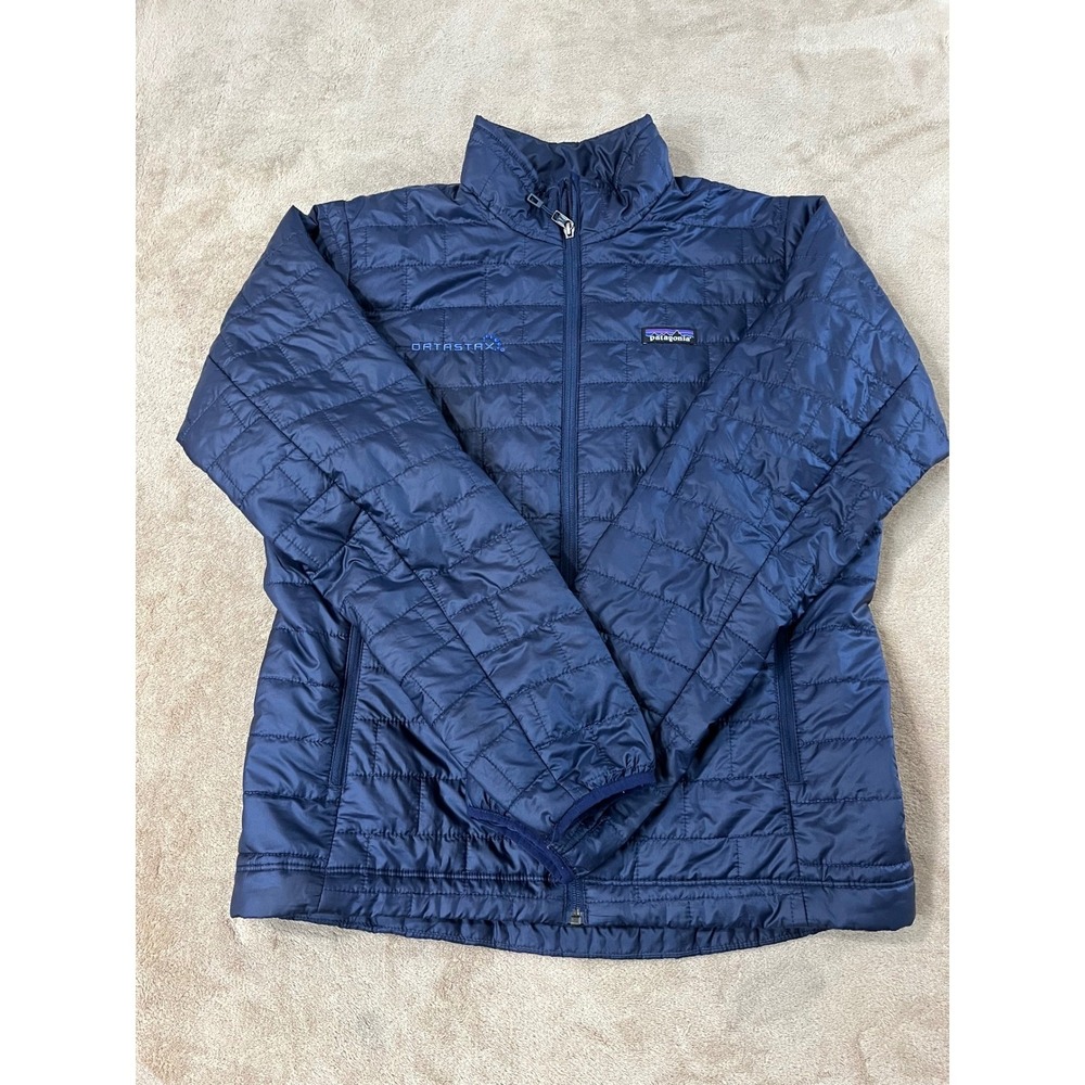 Patagonia Nano Puff Jacket Men's M Navy Blue Lightweight Hiking Has Logo L/S EUC